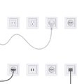 Electric sockets set in flat style, vector