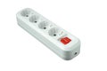 This is an electric splitter for four outlets with a power button. Isolated on a white background