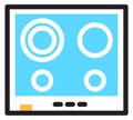 Electric stove icon. Cooking glass cooktop color symbol