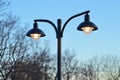 An electric street lamp with two light bulbs Ai photo Royalty Free Stock Photo