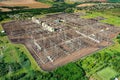 Aerial view of an electric substation