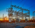 Electric Substation at Sunset Royalty Free Stock Photo