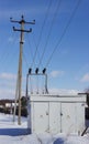 Electric substation in the winter Royalty Free Stock Photo