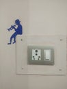 A electric switch and an artistic work with blue