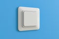 Electric switch on blue wall. Plastic square interior design. 3d rendering illustration