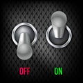 Electric Switch Vector. 3d Chrome Metallic Toggle Switcher. Realistic Illustration.