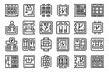 Electric switchboard icons set outline vector. Engineer work