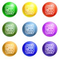 Electric switchboard icons set vector