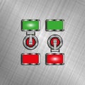 Electric switches with light indicators. Vector illustration. Royalty Free Stock Photo