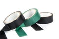 Electric tapes black and green on the white. Royalty Free Stock Photo
