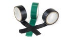 Electric tapes black and green on the white. Royalty Free Stock Photo