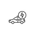 Electric taxi car line icon