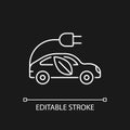 Electric taxi white linear icon for dark theme Royalty Free Stock Photo