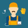 Electric technician man, vector illustration