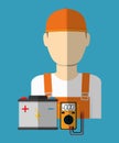 Electric technician man, vector illustration