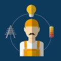 Electric technician man, vector illustration