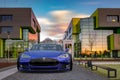 Electric Tesla Model S while charging Royalty Free Stock Photo