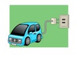 Electric tiny car with a plug: Vector illustration nice to illustrate energy related topics