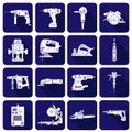 Electric tool icons isolated on a blue background