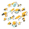 Electric tools icons set, isometric cartoon style Royalty Free Stock Photo