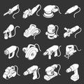 Electric tools icons set grey vector Royalty Free Stock Photo