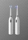 Electric toothbrush. Realistic dentistry accessory front and side view isolated on transparent background, white Royalty Free Stock Photo