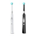 Electric Toothbrush Set Vector. Realistic Classic Tooth Brush Mock Up For Branding Design. Black And White. Isolated On Royalty Free Stock Photo