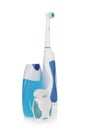 Electric toothbrush, toothpaste and dental floss Royalty Free Stock Photo