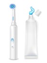 Electric Toothbrush And Toothpaste Tube Set Royalty Free Stock Photo