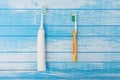 Electric Toothbrush Versus Normal Manual Brush Concept On High C Royalty Free Stock Photo