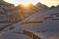 Electric tourist train and Eiger North face, Bernese Oberland, Switzerland. Royalty Free Stock Photo