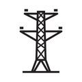 Electric tower, Overhead power line icon template black color editable. Electric tower, Overhead power line icon symbol Flat Royalty Free Stock Photo