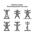 Electric tower, Overhead power line icon template black color editable. Electric tower, Overhead power line icon symbol Flat Royalty Free Stock Photo