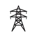 Electric tower, Overhead power line icon template black color editable. Electric tower, Overhead power line icon symbol Flat