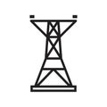 Electric tower, Overhead power line icon template black color editable. Electric tower, Overhead power line icon symbol Flat