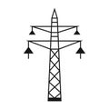 Electric tower. A power line support is a structure for holding wires. Support of an overhead power transmission line. Royalty Free Stock Photo