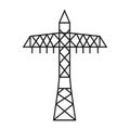 Electric tower. A power line support is a structure for holding wires. Support of an overhead power transmission line. Royalty Free Stock Photo