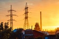 Electric tower sunset Royalty Free Stock Photo