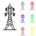 Electric tower vector icon. overhead power illustration sign. electricity symbol.