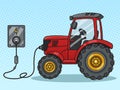 Electric tractor pinup pop art vector illustration Royalty Free Stock Photo