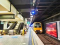 Electric Train Arriving at Suburban Metro Station, Sydney, Australia