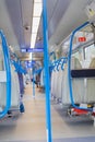 Electric train blue sits interior express europe