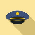 Electric train driver cap icon, flat style