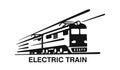 Electric train emblem on white background