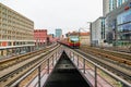 Electric train infrastructure near Alexanderplatz in Berlin