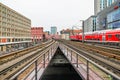 Electric train infrastructure near Alexanderplatz in Berlin