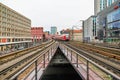 Electric train infrastructure near Alexanderplatz in Berlin