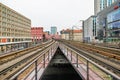 Electric train infrastructure near Alexanderplatz in Berlin