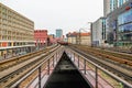 Electric train infrastructure near Alexanderplatz in Berlin