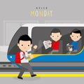 Electric Train Station Public Metro Underground Subway Railway City Modern Boy Cartoon Character Vector Royalty Free Stock Photo